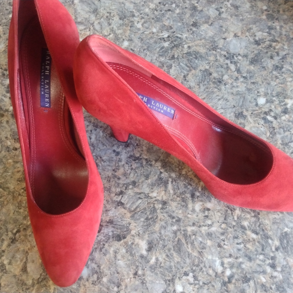 Ralph Lauren Women's Suede Red Purple Label High Heel Pumps Size 8.5B (67)